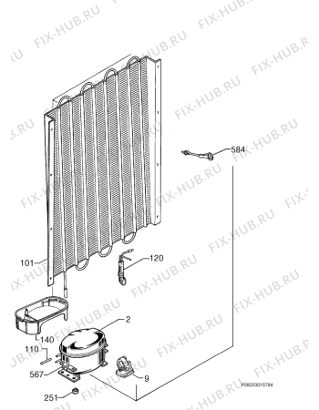 Взрыв-схема холодильника Zanussi ZBB3244 - Схема узла Cooling system 017